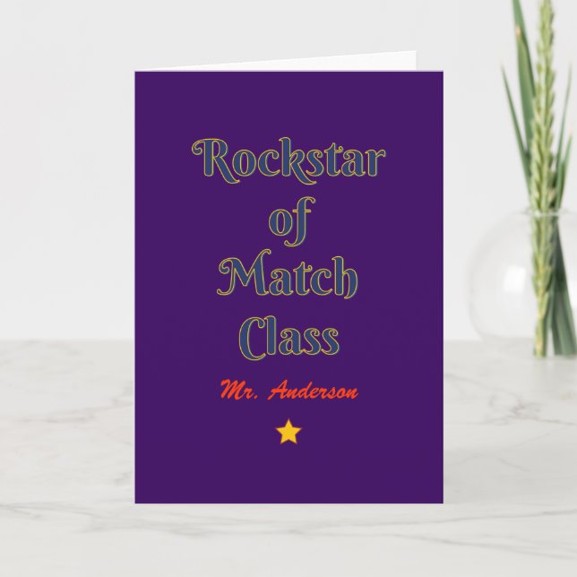 Rockstar of match class   thank you card (Front)