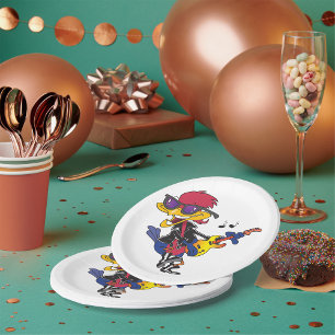 Rockstar Roadrunner Bird Playing Guitar Paper Plate
