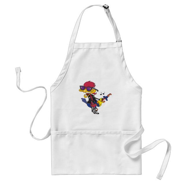 Rockstar Roadrunner Bird Playing Guitar Standard Apron (Front)