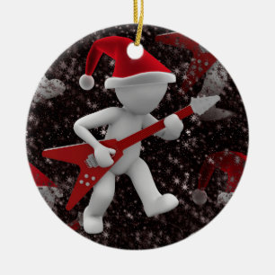 rockstar santa ceramic ornament
