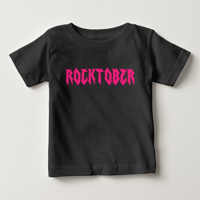 Rocktober Rock Music Pink Print Baby T-Shirt (Front)