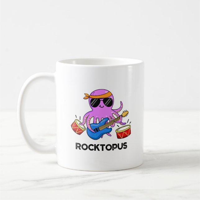 Rocktopus Funny Rock Band Octopus Pun  Coffee Mug (Left)