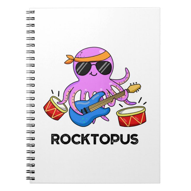 Rocktopus Funny Rock Band Octopus Pun Notebook (Front)