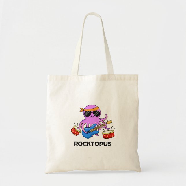 Rocktopus Funny Rock Band Octopus Pun  Tote Bag (Front)