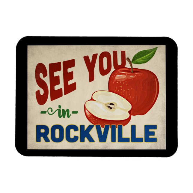 Rockville Maryland Apple - Vintage Travel Magnet (Horizontal)
