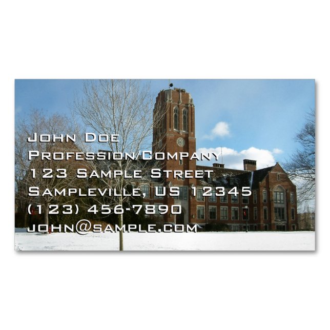 Rockwell in Winter at Grove City College Magnetic Business Card (Front)