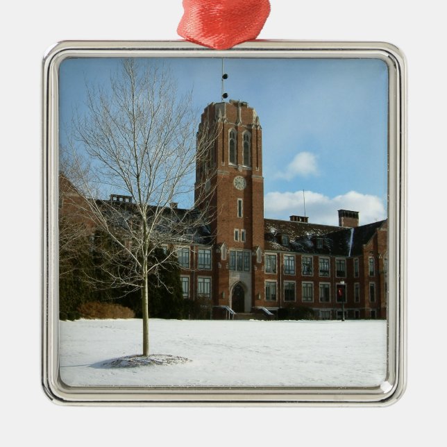 Rockwell in Winter at Grove City College Metal Ornament (Front)