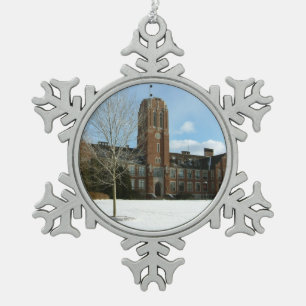 Rockwell in Winter at Grove City College Snowflake Pewter Christmas Ornament