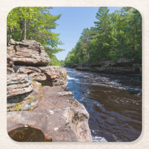 rocky banks and forests at banning square paper coaster