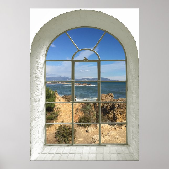 Rocky Beach Faux Window Poster (Front)