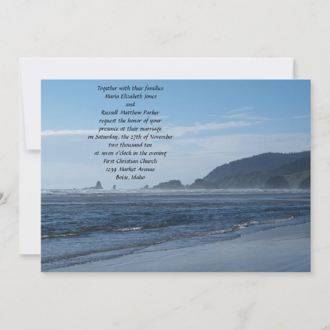 Rocky Beach Wedding Invitations (Front)