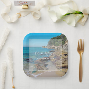 Rocky Beach Wedding  Paper Plate