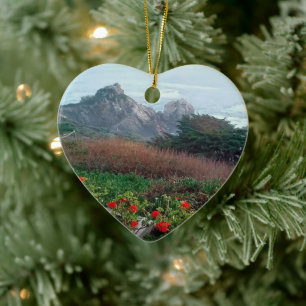 Rocky California Coast Rocky Point Heart Ceramic Ornament