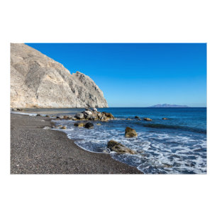 Rocky Cliff Black Sand Beach Photo Print