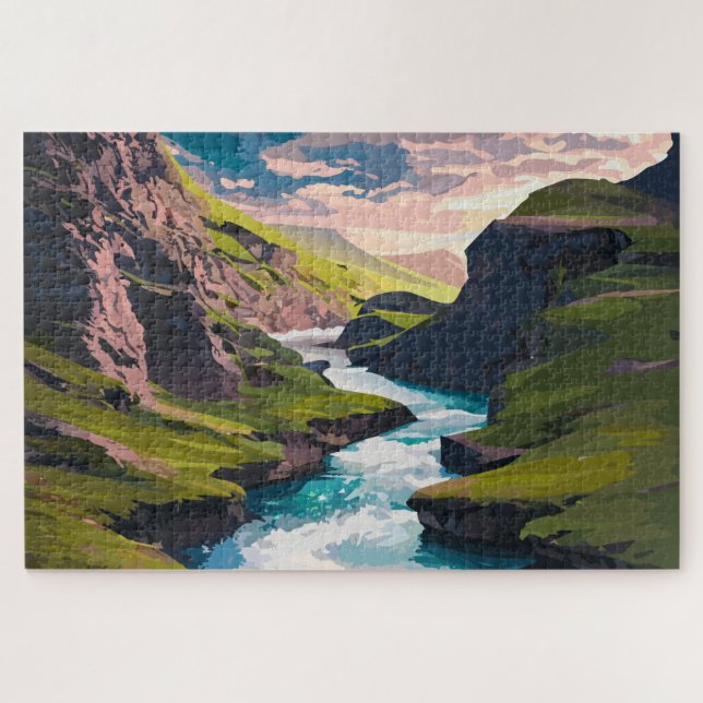 Rocky Cliffs and Running Water  Jigsaw Puzzle (Horizontal)