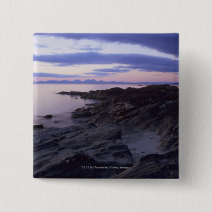 Rocky Coast at Sunset in Kintyre, Argyll, Scotland 15 Cm Square Badge