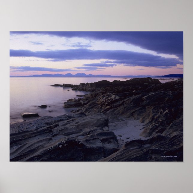 Rocky Coast at Sunset in Kintyre, Argyll, Scotland Poster (Front)