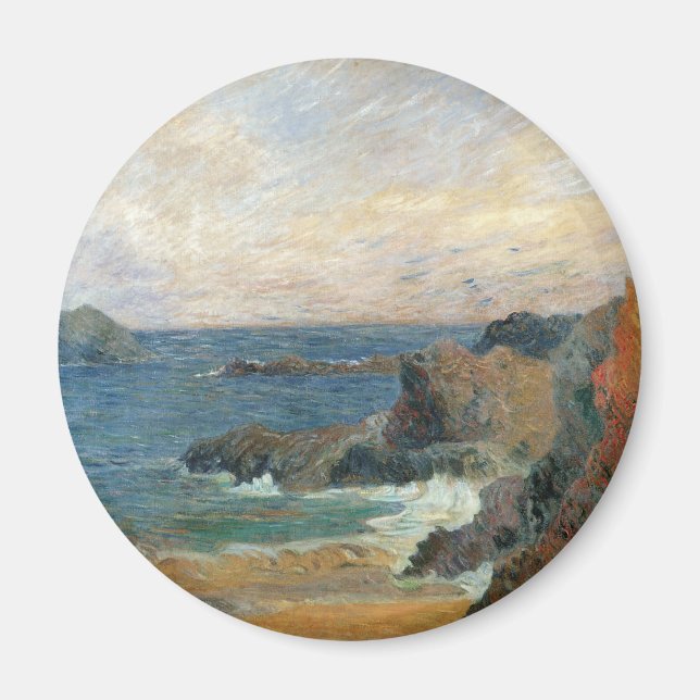 Rocky Coast by Paul Gauguin, Vintage Impressionism Magnet (Front)