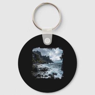 Rocky Coast Waves Shoreline Ocean Scene Key Ring
