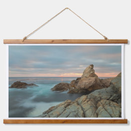 Rocky Coastal Sunset Hanging Tapestry