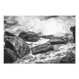 Rocky Coastline in Maine Black and White Fine Art Photo Print