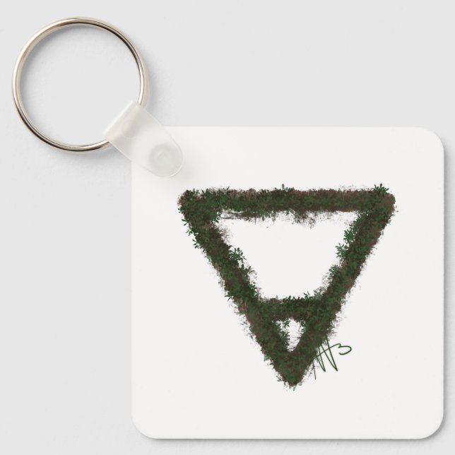 Rocky Earth Element Alchemy Symbol Metal Key Ring (Front)