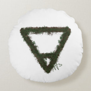Rocky Earth Element Alchemy Symbol Round Cushion