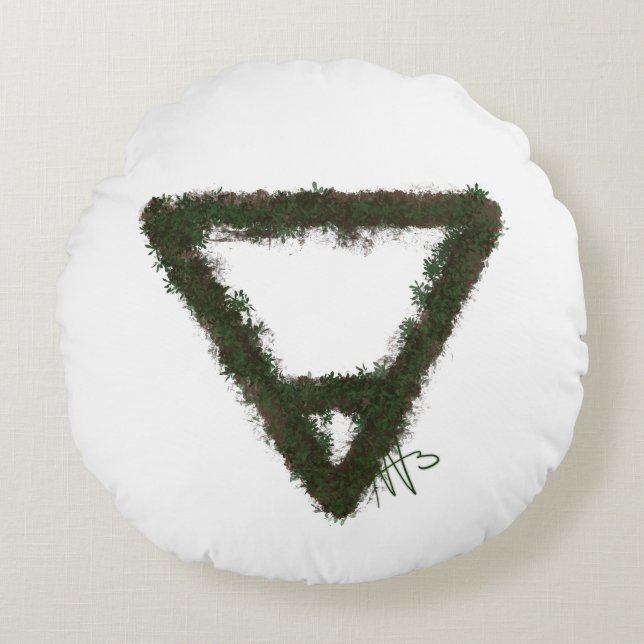 Rocky Earth Element Alchemy Symbol Round Cushion (Front)