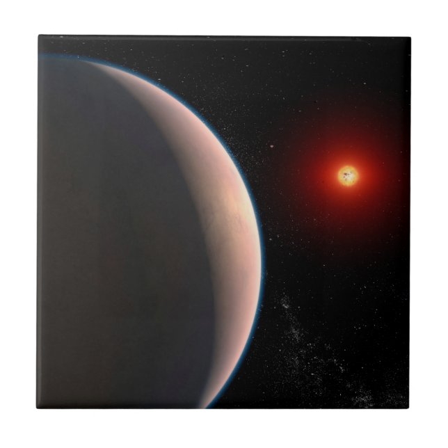 Rocky Exoplanet Gj 486 B Orbiting A Red Dwarf Star Ceramic Tile (Front)