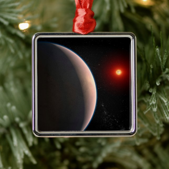 Rocky Exoplanet Gj 486 B Orbiting A Red Dwarf Star Metal Ornament (Tree)