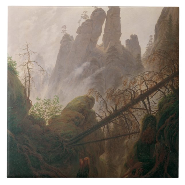 Rocky Landscape in the Elbe Sandstone Mountains Ceramic Tile (Front)