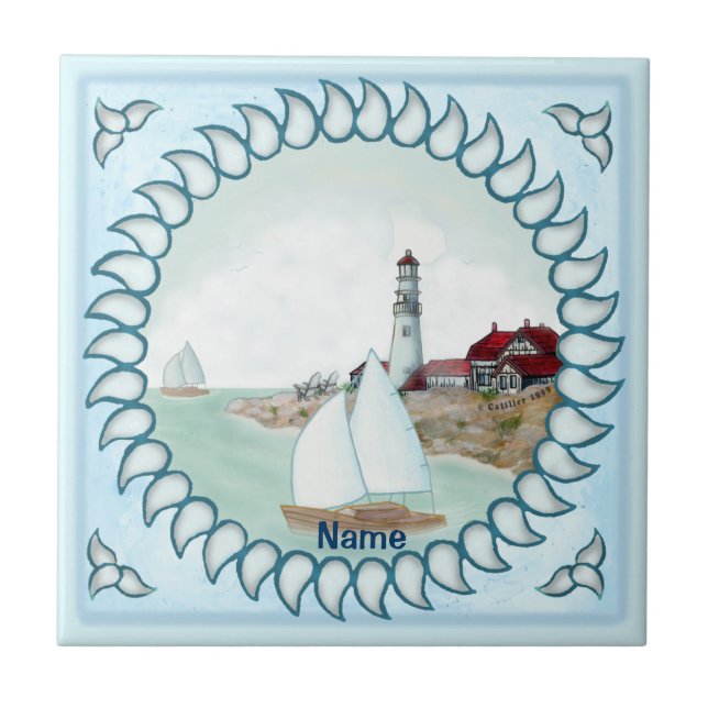 Rocky Lighthouse  Ceramic Tile (Front)