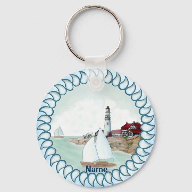 Rocky Lighthouse  Key Ring (Front)