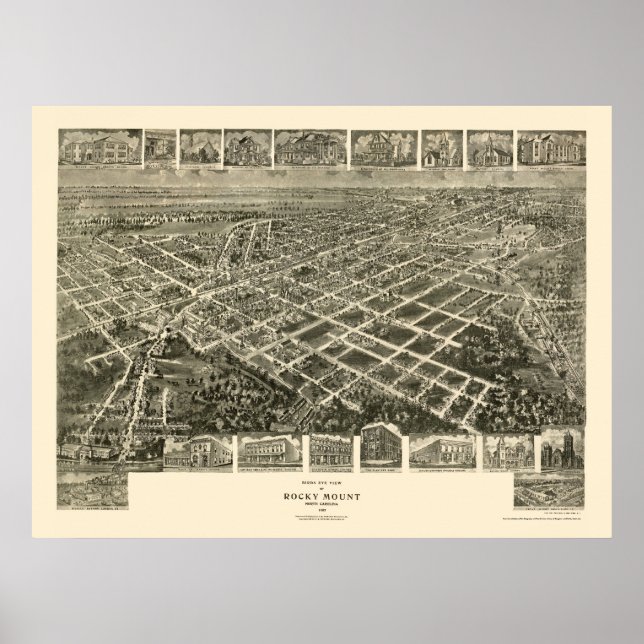 Rocky Mount, NC Panoramic Map - 1907 Poster (Front)
