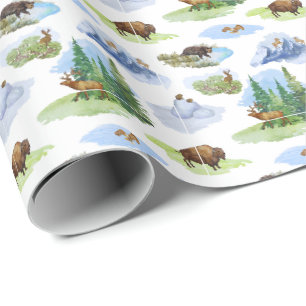 Rocky Mountain Animal Toile (Original) Wrapping Paper