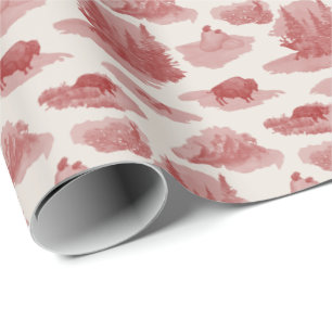 Rocky Mountain Animal Toile (Red on...) Wrapping Paper
