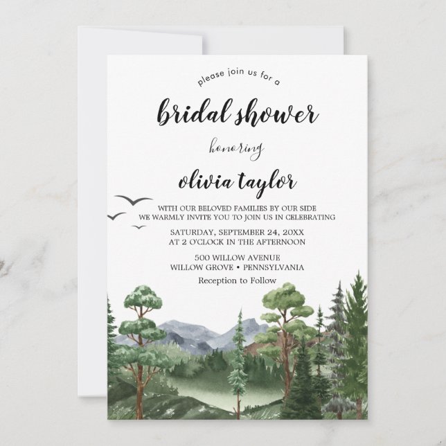 Rocky Mountain Bridal Shower Invitation (Front)
