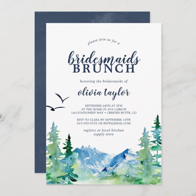 Rocky Mountain Bridesmaids Brunch Invitation (Front/Back)