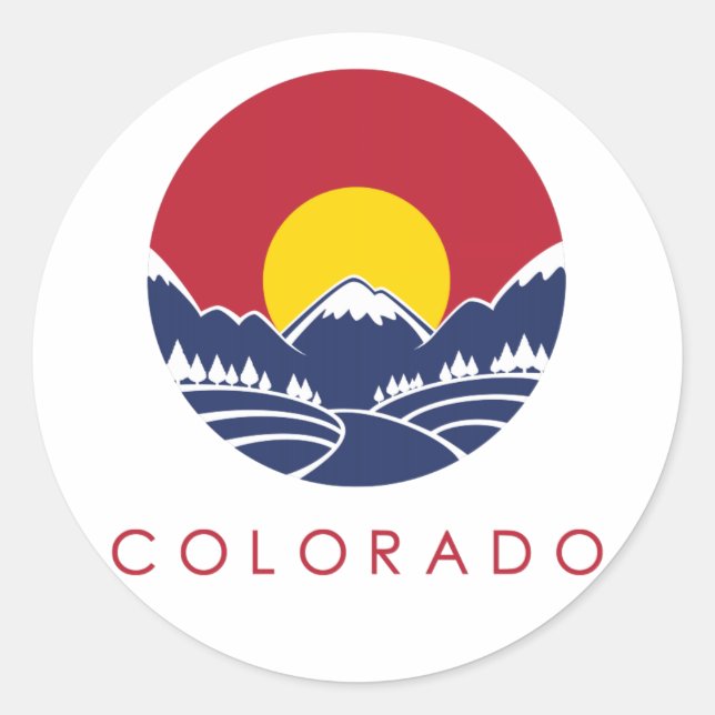 Rocky Mountain Colorado Sunset Logo Classic Round Sticker (Front)