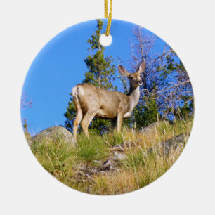 Rocky Mountain Deer Ceramic Ornament