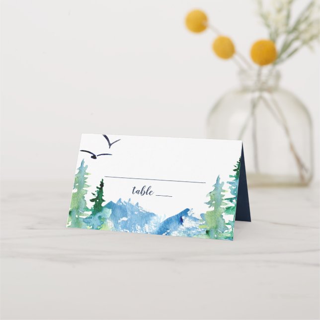 Rocky Mountain Destination Wedding Place Card (Front)