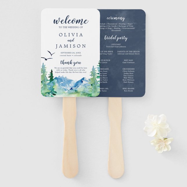 Rocky Mountain Destination Wedding Program Fan (Front and Back)