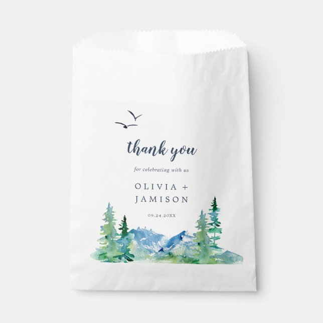 Rocky Mountain Destination Wedding Thank You Favour Bag (Front)