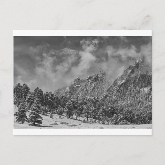 Rocky Mountain Dusting Of Snow Boulder Colorado BW Postcard (Front)