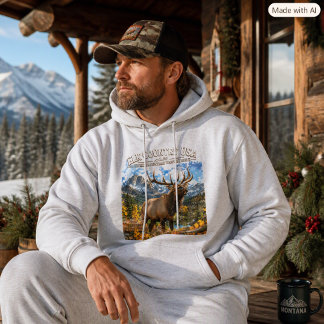 Rocky Mountain Elk Hunting Trophy Bull Mens Gift  Hoodie