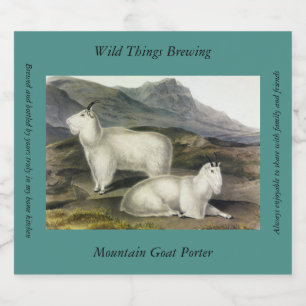 Rocky Mountain Goat (Capra Americana by Audubon Beer Bottle Label