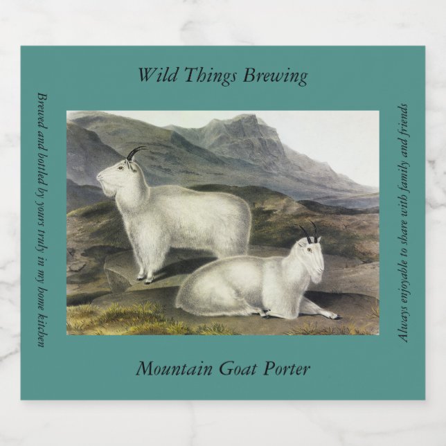Rocky Mountain Goat (Capra Americana by Audubon Beer Bottle Label (Single Label)