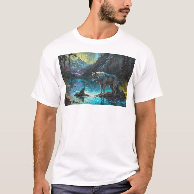 Rocky Mountain Gray Wolf Art T-Shirt (Front)