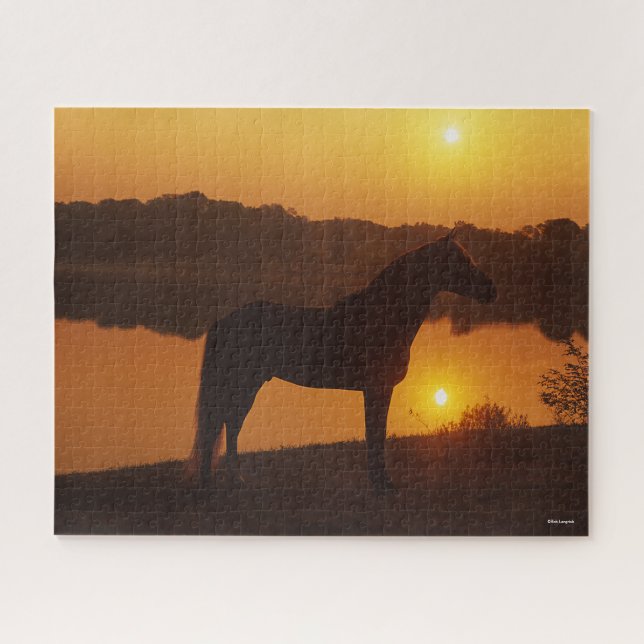 Rocky Mountain Horse Standing In Sunset Jigsaw Puzzle (Horizontal)