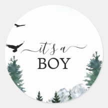 Rocky Mountain It's A Boy Baby Shower Sticker